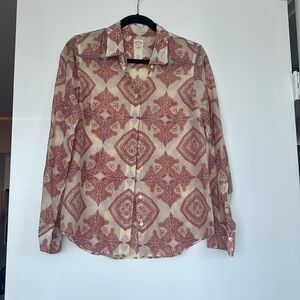 J.Crew Perfect Shirt Button Down Blouse Printed Boho Size 6